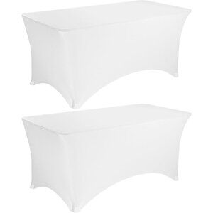 Versatile 2 Pack 6FT Wrinkle Resistant Spandex Tablecloths for All Occasions